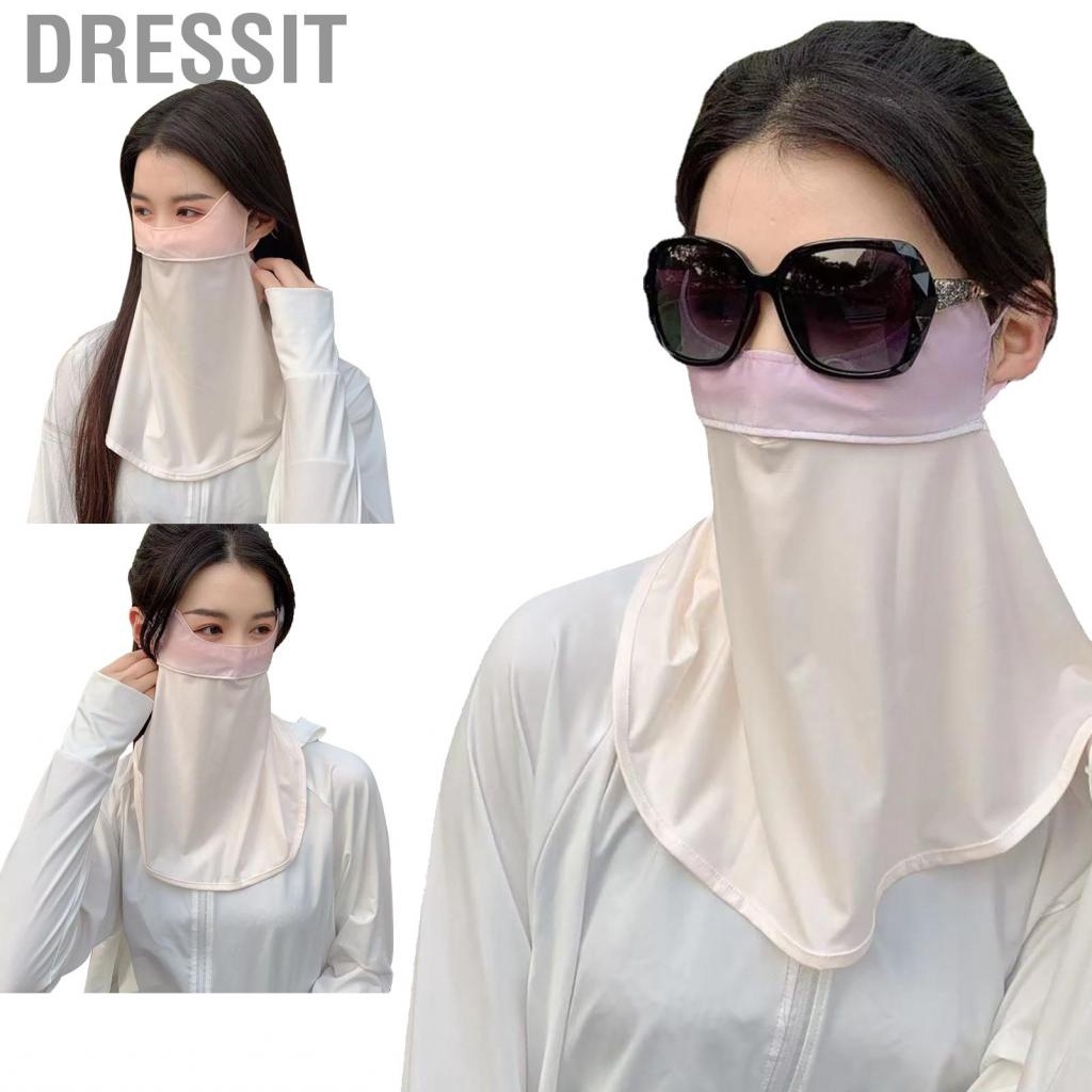 Dressit Face Neck Flap Cover  Uv Protection Hidden Nose Hole Design Sun Veil Ice Floss Multiple Small Vent Holes for Summer Camping