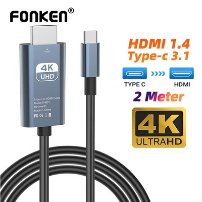 Fonken Dây Cáp Chuyển Đổi type-c 3.1 Sang hdmi 1.4 4k 30hz hd tv Tốc Độ Cao Cho Điện Thoại / Máy Tính Bảng mac / book