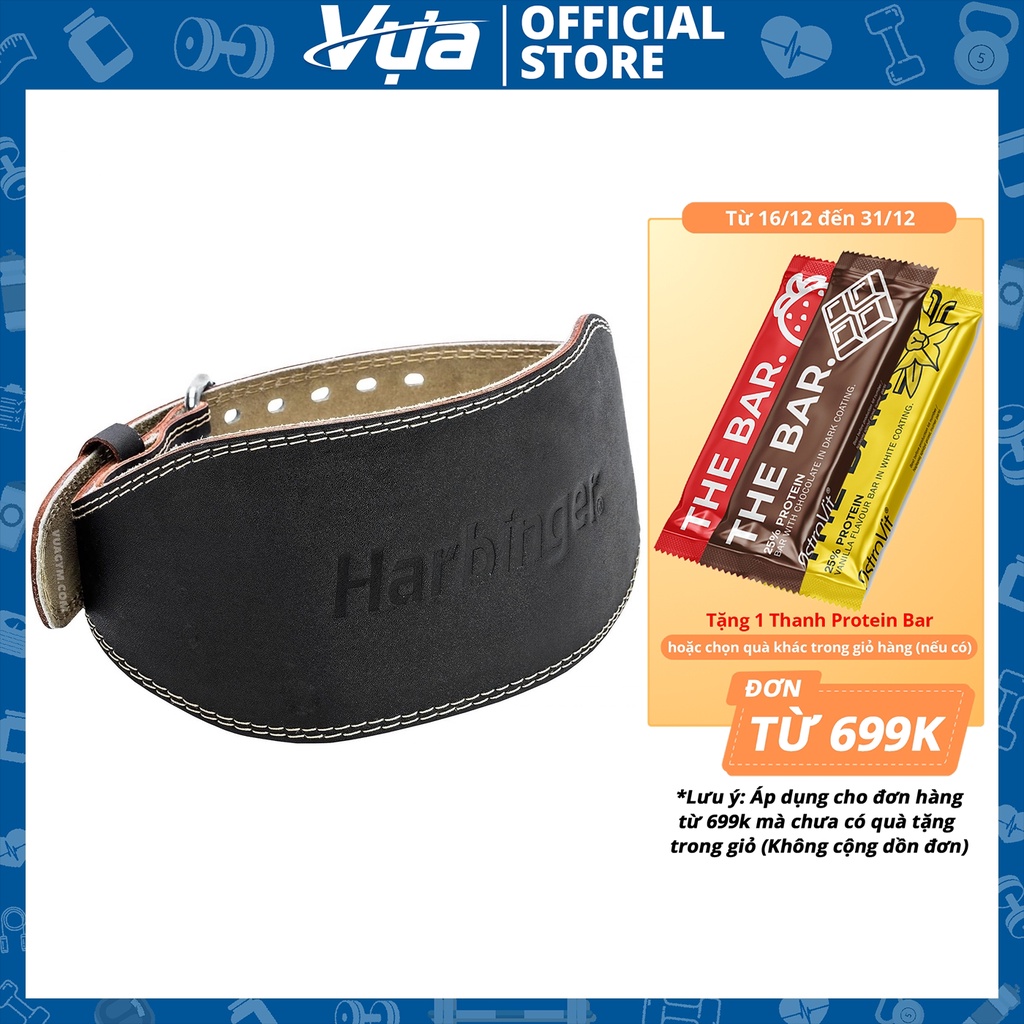 Harbinger - 6" Padded Leather Belt - Hỗ Trợ Tập Gym, Nâng Tạ, Đai Da Đệm Cao Cấp, Chính Hãng