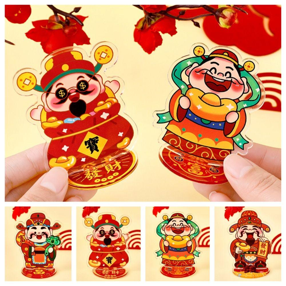 Mmluck god of Giàu Có Giá Đỡ Mô Hình Thần Tài Dễ Thương Sáng Tạo Phong Cách Trung Hoa Làm Quà Tặng / Mô Hình Đồ Chơi Để Bàn May Mắn Năm Mới