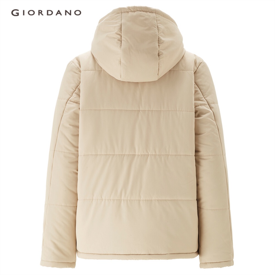 Áo khoác GIORDANO 05372731 có mũ trùm đầu lớp lót và khóa kéo phía trước màu trơn dành cho nữ