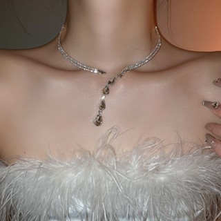 Dongdaemun Vòng Cổ choker Hai Lớp Đính Đá zircon Hình Giọt Nước Nóng Bỏng Phong Cách Ngọt Ngào Cao Cấp