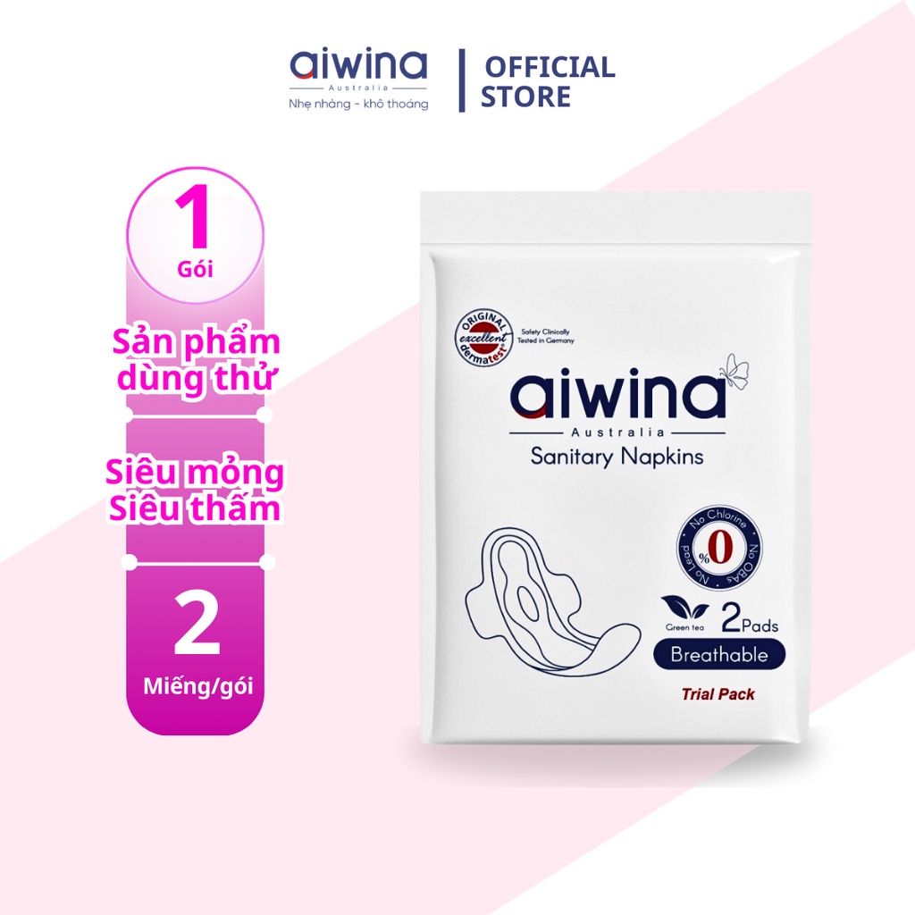 Băng vệ sinh AIWINA Gói 2 Miếng Siêu Mỏng Cánh Ban Ngày 24CM