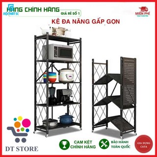 Kệ để đồ nhà bếp chắc chắn, kệ sắt đa năng gấp gọn, chất liệu không gỉ, có bánh xe, dễ dàng di chuyển, lắp đặt!