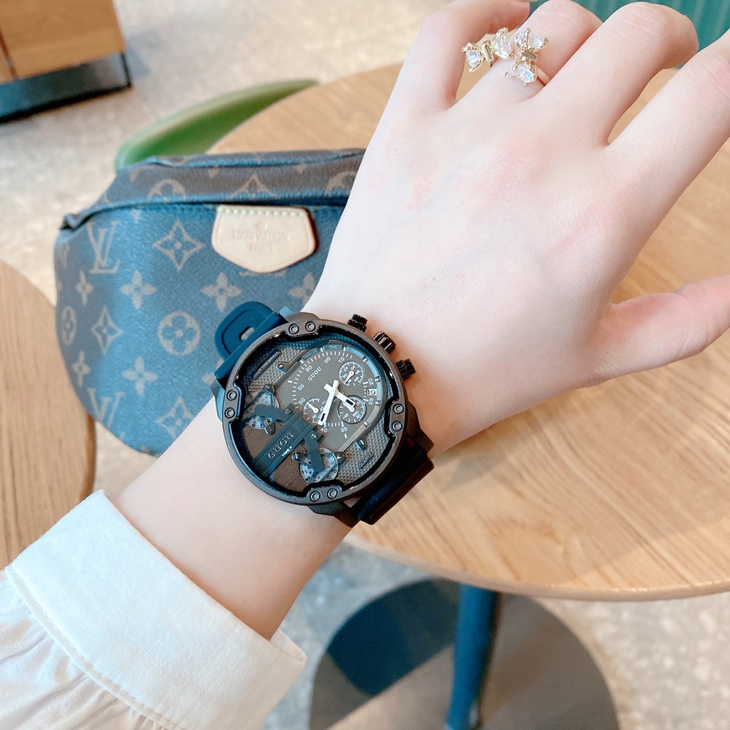 Đồng hồ đeo tay cao su mặt số lớn GUOU GUOU Đồng hồ nam nữ Đồng hồ đa chức năng Unisex
