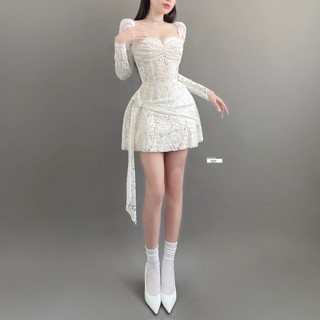 Đầm dự tiệc chữ A tay dài mini Emilyshop