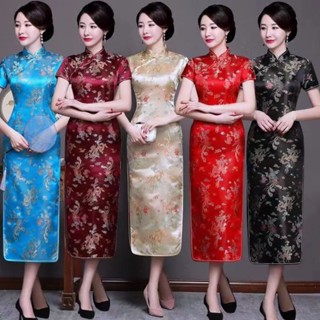  Đầm Sườn Xám Cách Tân Tay Ngắn Dáng Ôm In Họa Tiết Thổ Cẩm Kiểu Trung Hoa Cổ Điển Cỡ Lớn Thời Trang Cho Nữ 