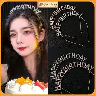 Bờm đính đá happy birthday, bờm cài tóc chữ happy birthday phụ kiện chụp hình sinh nhật sang chảnh