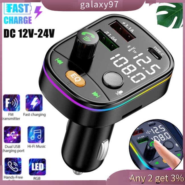 Bộ Truyền Tín Hiệu FM Không Dây galaxy Q10 Cho Xe Hơi Có Đèn LED RGB 7 Màu Sạc Nhanh