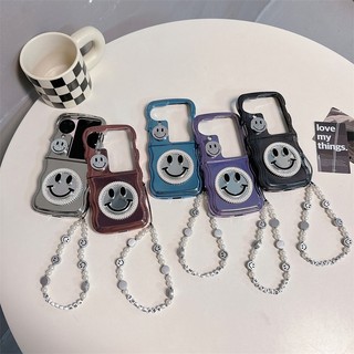 Ốp điện thoại nắp lật tráng gương mạ điện hình mặt cười cho oppo find n2 oppo find n3