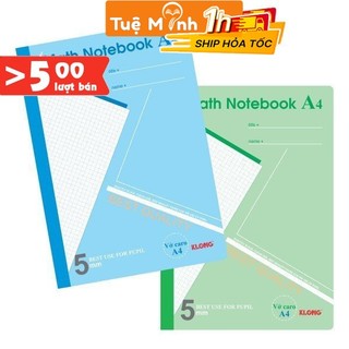 Vở Caro 5x5 A4 200 trang Klong MS 298 Math Notebook học toán vẽ hình tiện lợi VPPTUEMINH
