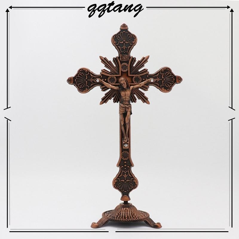 Metal Vintage for Cross Figurine Jesus Crucified Christian Catholic Art Statue