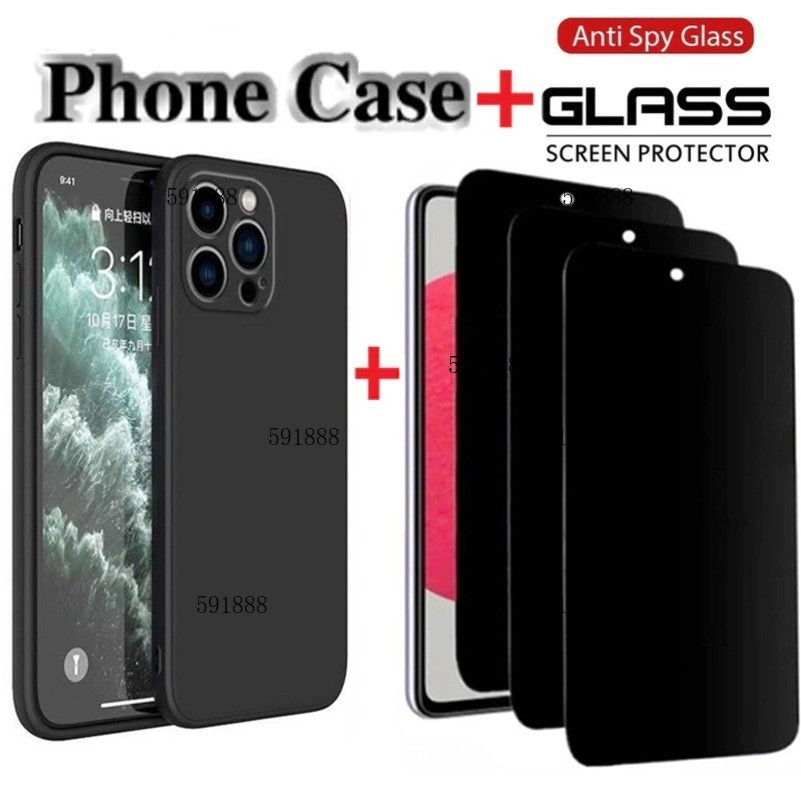 2in1 1 Cái Ốp Điện Thoại + 1 Cái Kính Cường Lực Chống Gián Điệp Riêng Tư Cho 12c 12 12s 11 11s 11a 1