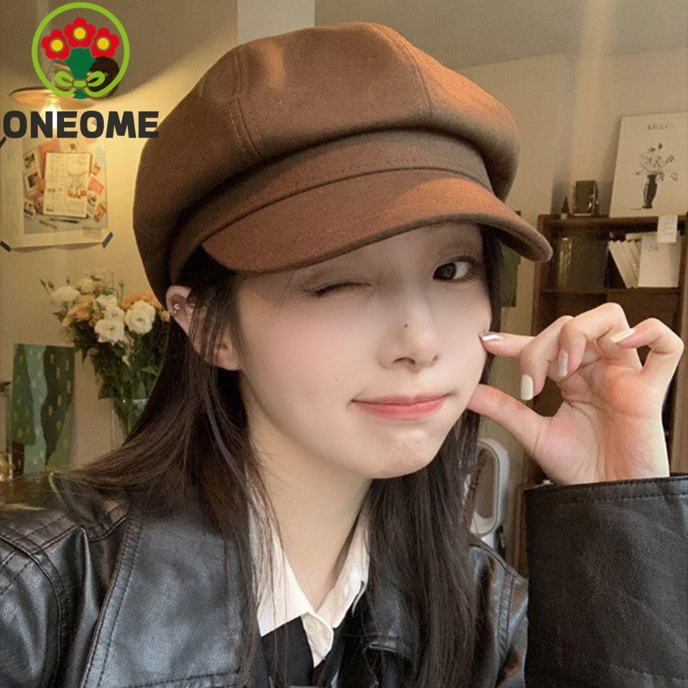 Oneome Vintage Newsboy Cap Màu Trơn Thời Trang Nữ