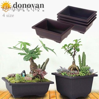 Chậu Trồng Cây Bằng Nhựa Hình Chữ Nhật / Vuông Màu Nâu Đậm