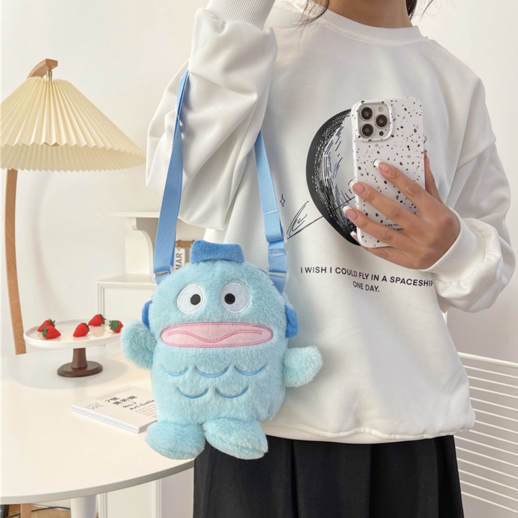 Túi Đeo Chéo Gấu Nhồi Bông Con Cá Xấu Xí Ngộ Nghĩnh Đáng Yêu