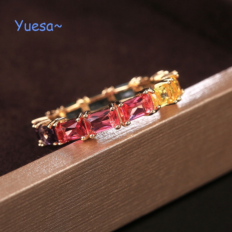Yuesa Nhẫn Đeo Tay Màu Cầu Vồng Đơn Giản Thời Trang Dành Cho Nữ