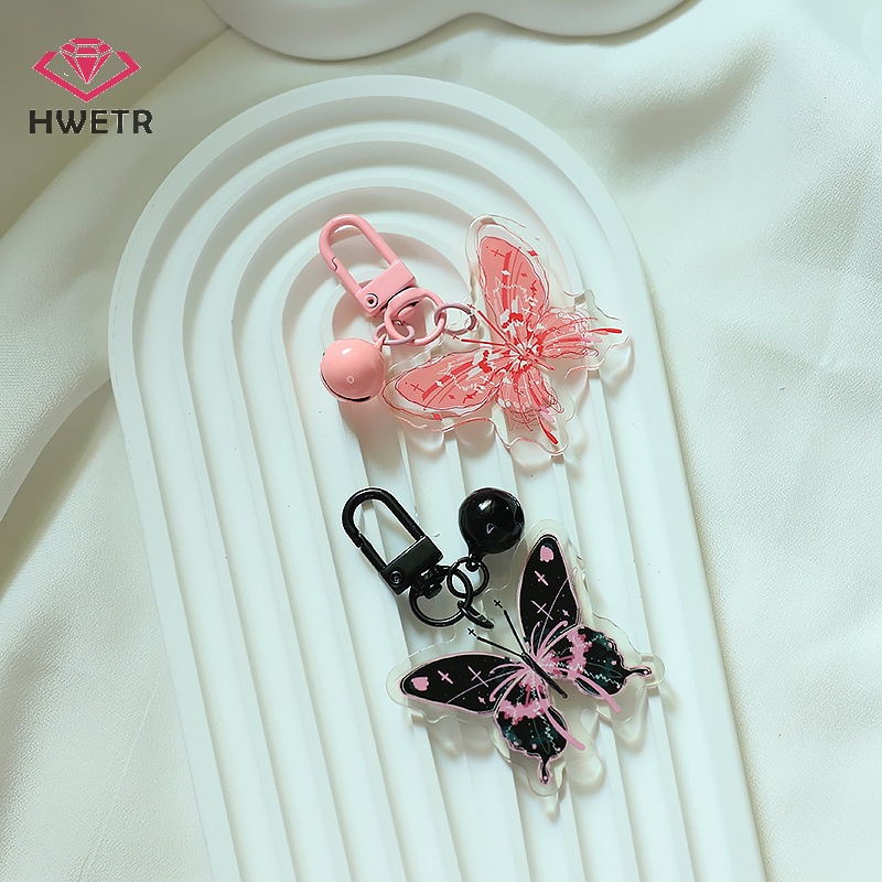 Móc khóa acrylic HWETR hình bướm xinh xắn có chuông