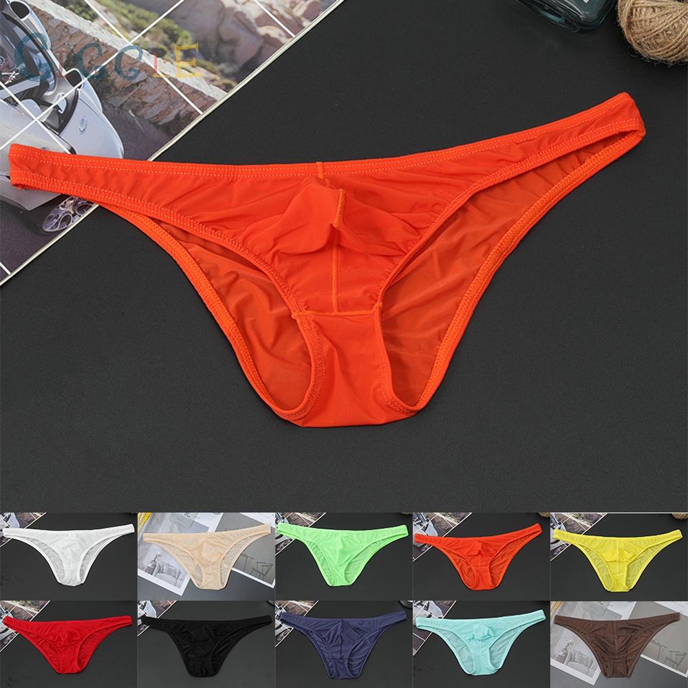Men's Underwear with Low rise Fit and See through Pouch made of Ice Silk