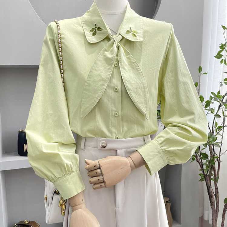 Áo Sơ Mi Trắng Thêu Họa Tiết Phong Cách Pháp Thời Trang Mùa Xuân Mới 2023 Cho Nữ