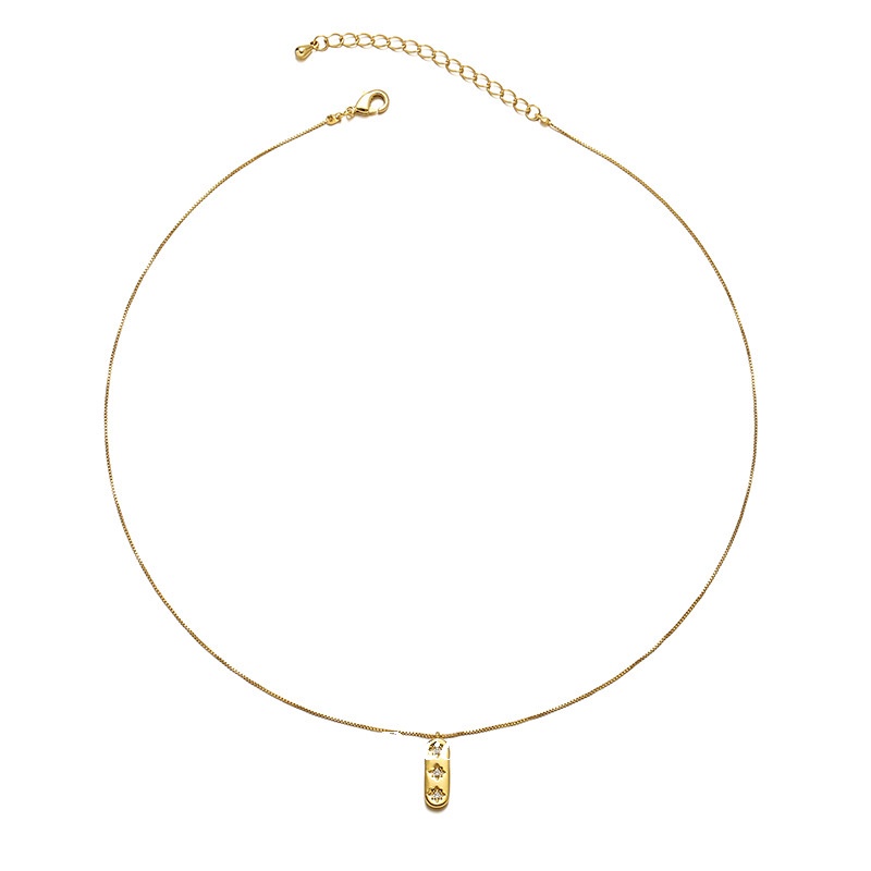 Mocouga / Dây Chuyền Đính Đá zircon Hình Vuông Phong Cách Âu Mỹ Tối Giản Cho Nữ