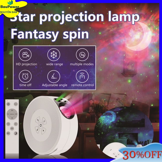 Boupower Đèn led Chiếu Bầu Trời Đầy Sao Đầy Màu Sắc Sạc usb Kèm Điều Khiển Từ Xa