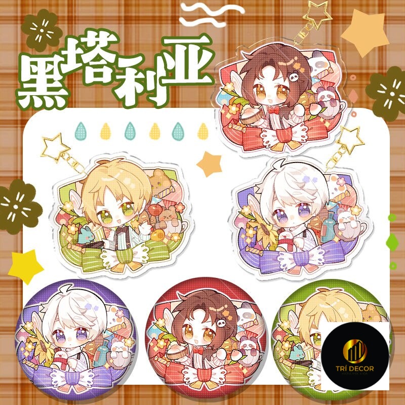Móc khoá Anime Manga Axis Powers Hetalia Anime Keychain Women Wang Yao Ivan Arthur Acrylic Phụ kiện trang trí chibi cute