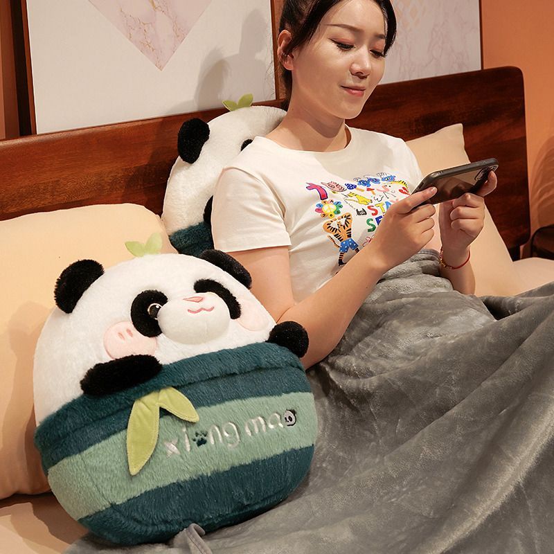 Bộ Chăn Gối Hình Gấu Trúc Hai Trong Một Dễ Thương Dùng Trong Ký Túc Xá / Văn Phòng