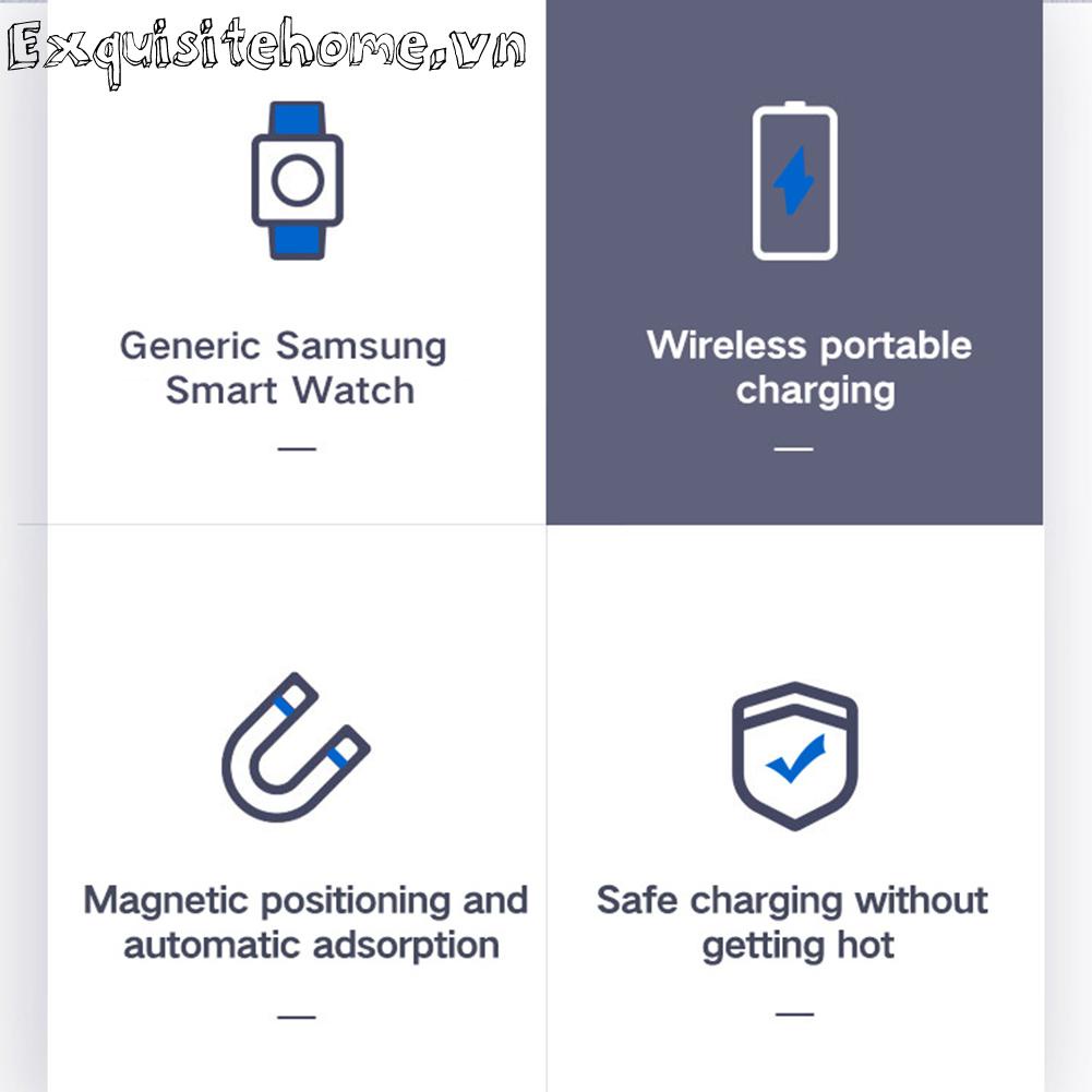 Đế Sạc Không Dây USB Có Nam Châm Cho Samsung Galaxy Watch3 / 4 Active1 / 2 Đen