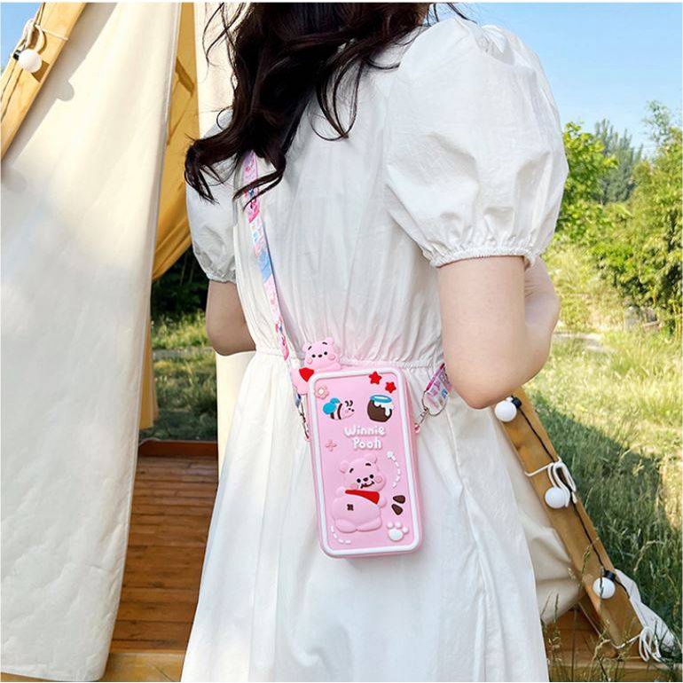 Ere1 Túi Đeo Chéo Silicon Họa Tiết Hoạt Hình winnie the pooh Kỳ Lân zero Cá Tính Cho Bé Gái