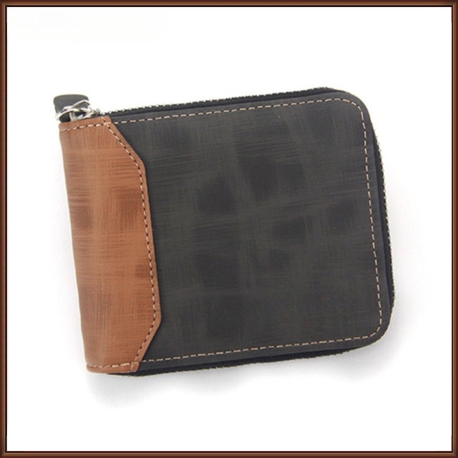 Ví Ngắn Có Khóa Kéo Màu Trơn Thời Trang Cho Nam