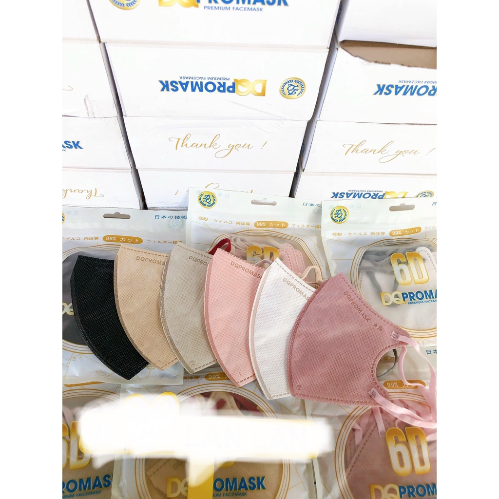 Hộp 5 gói 50 cái KHẨU TRANG 6D DUY QUÂN PRO MASK   6D DQ Pro Mask  dây đeo êm tai, lót nhung mềm mại