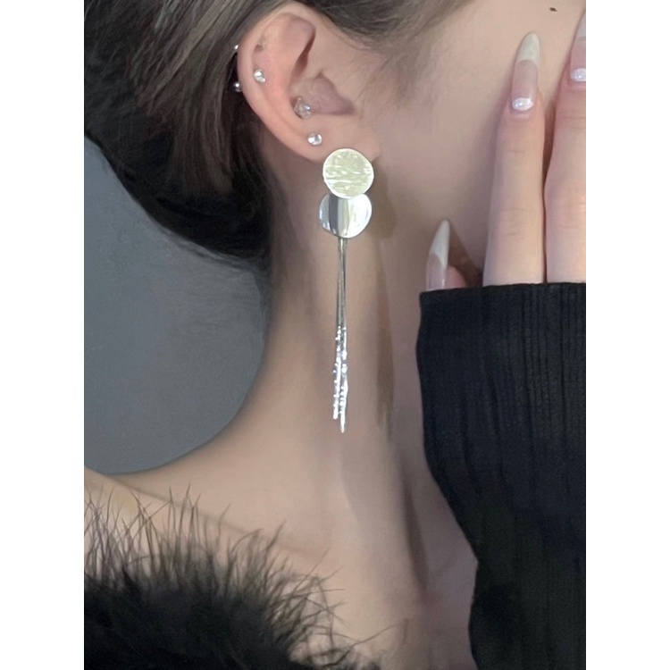 Bông Tai Kim Bạc Dáng Dài Tua Rua Phong Cách Âu Mỹ Sang Trọng Thời Trang Cho Nữ