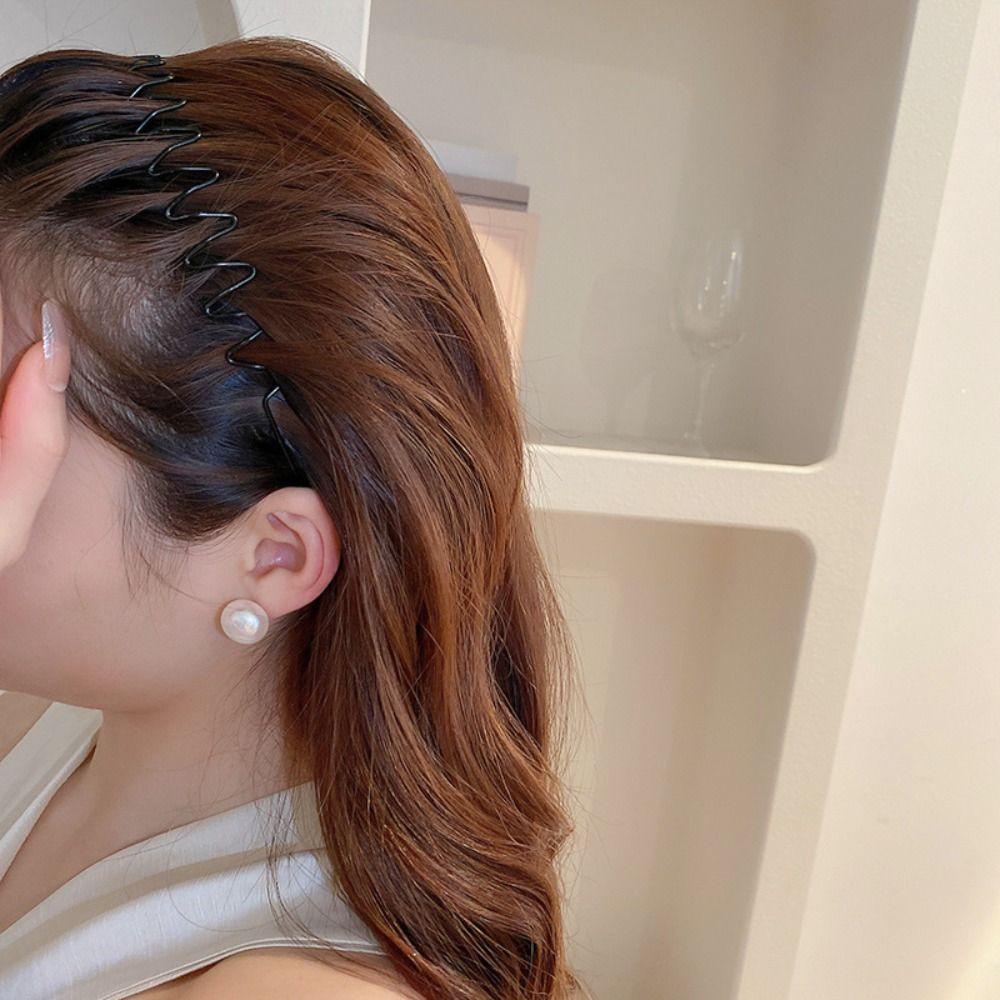 2 Băng Đô Cài Tóc Bằng Kim Loại Mỏng Hai Lớp Hình Gợn Sóng Phong Cách Hàn Quốc Thời Trang Cho Nam