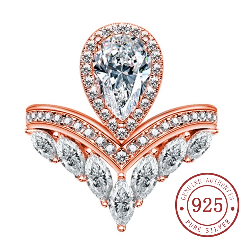 Mới Nhẫn Mạ Bạch Kim Mạ Vàng 18k Hình Vương Miện