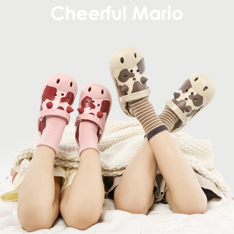 dép cross Bò em bé Cheerful Mario Đục Lỗ Mềm Mại Chống Trượt Thời Trang Cho Bé