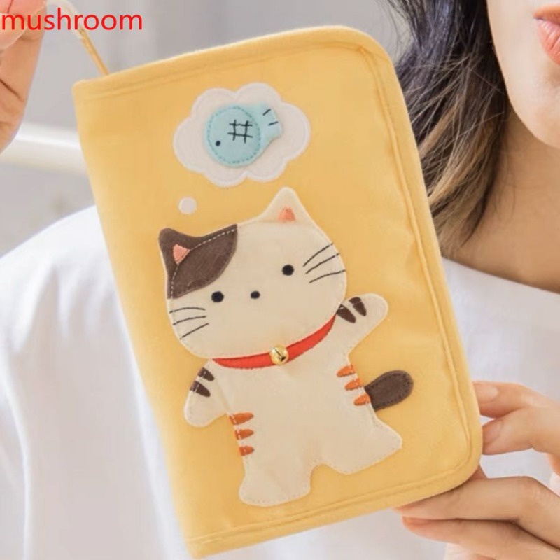 Jiang bobo Ví Đựng Tiền Xu Bằng cotton Hình Mèo Hoạt Hình Màu Vàng Di Động