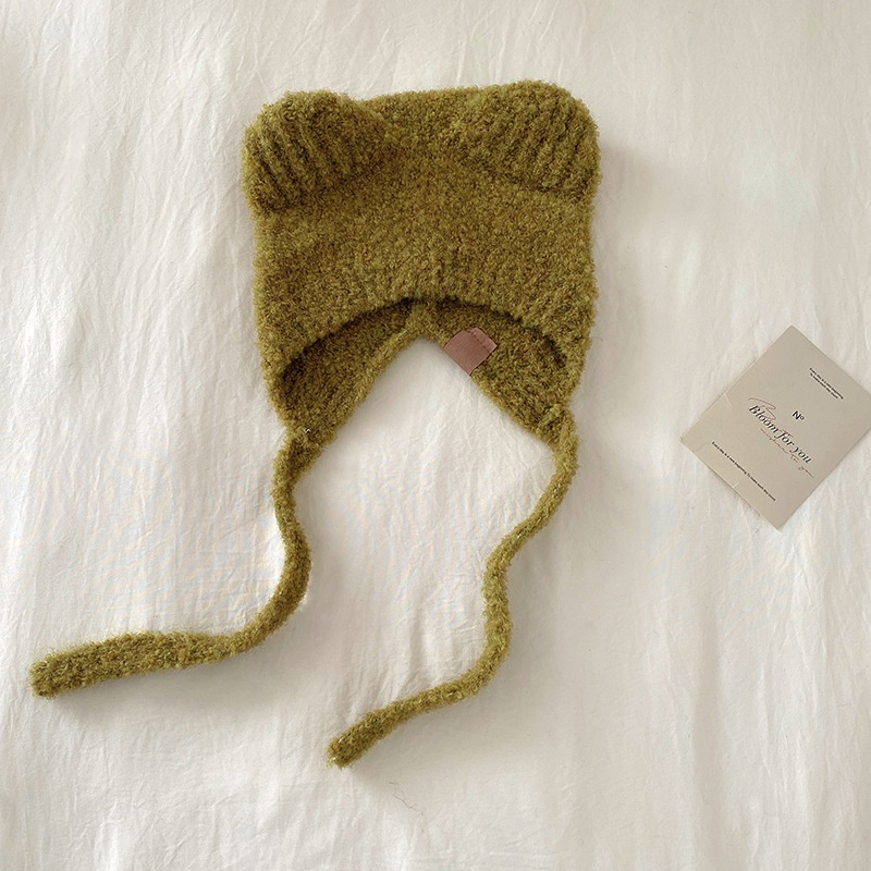Mũ Len Dệt Kim Che Tai Chống Gió Ấm Áp Hình Tai Gấu Nhỏ Dễ Thương Phong Cách Hàn Quốc Cho Bé