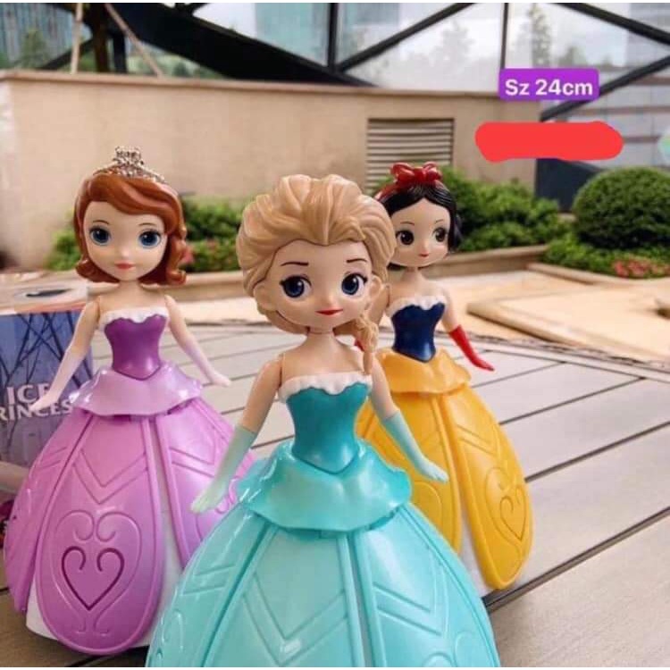 Đồ chơi búp bê công chúa nhảy múa ELSA có nhạc, đèn và xoay được 360 độ cho bé