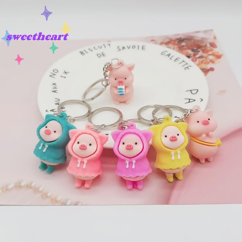 Móc Khóa Hình Heo Hồng / Heo Con / Áo Mưa Dễ Thương