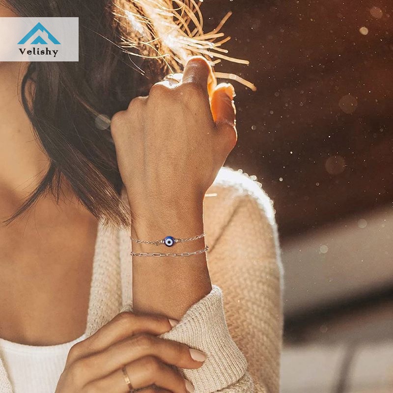 Vòng Tay Mắt Quỷ May Mắn Bằng Đồng Thau May Mắn Cho Nữ