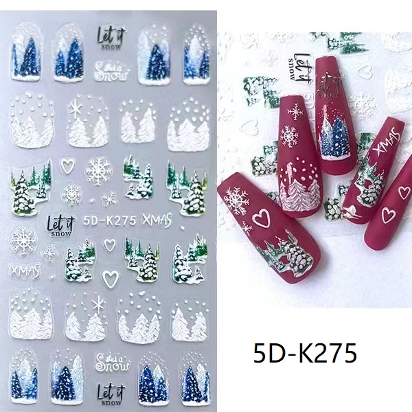 Miếng Dán Trang Trí Móng Tay 5d Hình Gấu / Chim Cánh Cụt / Chanh / Cây Chanh / Tuyết Kiểu Giáng Sinh Năm Mới gl5dk-2