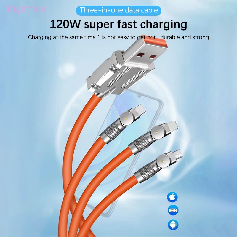 Dây Cáp Sạc 3 Trong 1 120cm micro usb / type-c Đa Năng Cho xiaomi huawei samsung Mới