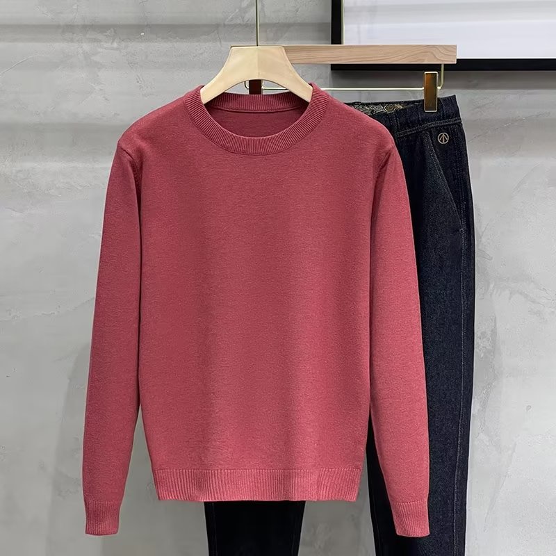 Áo sweater Dệt Kim Cổ Tròn Màu Trơn Thời Trang Xuân Thu Mới Cho Nam