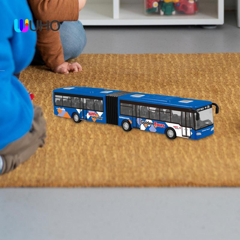 Mô Hình Xe Buýt Kéo Lưng Dài Bằng Hợp Kim Trang Trí Lễ Hội