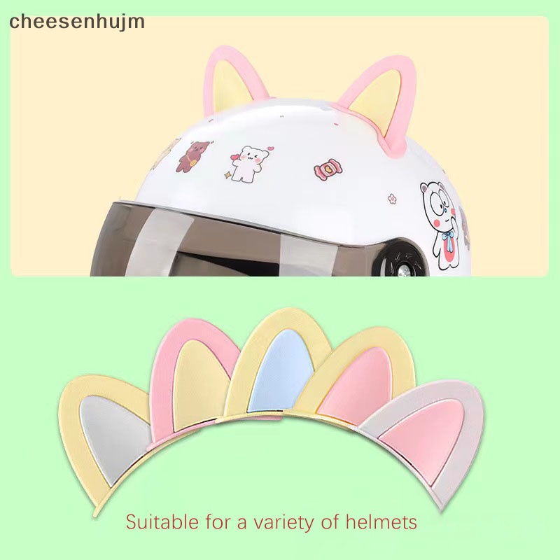 Set 2 Miếng Dán Trang Trí Mũ Bảo Hiểm Hình Tai Mèo Dễ Thương vn