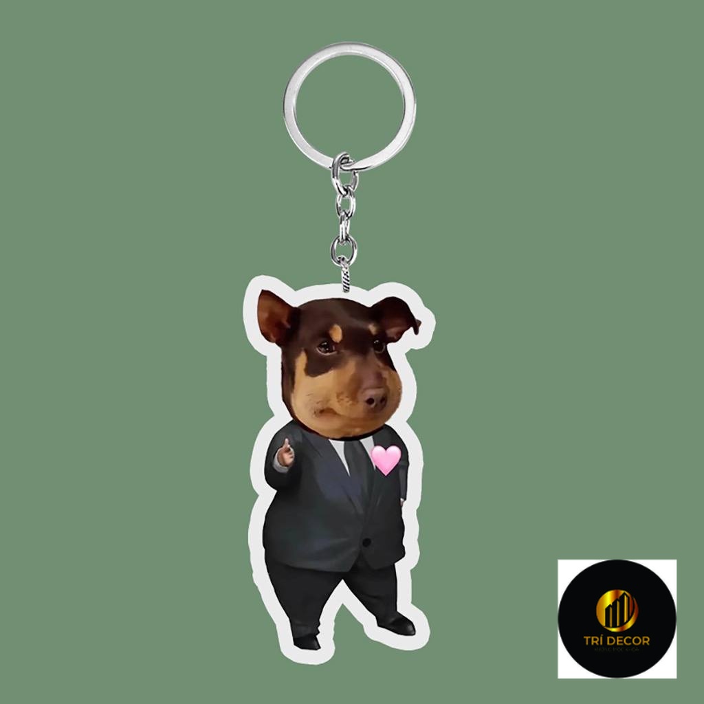 Móc khóa chó mèo babi phun nước cho bạn bè, người yêu - móc khóa mica