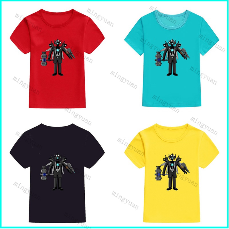 Mingyuan titan cameraman nâng cấp skibidi toilet trẻ em t-shirt tshirt thường ngắn tay áo lỏng unisex thanh thiếu niên tee top