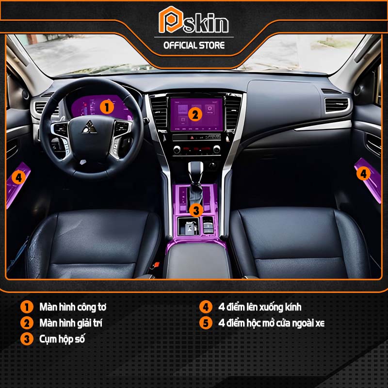Dán PPF trong suốt bảo vệ nội thất xe Mitsubishi Pajero Sport 2020-2023