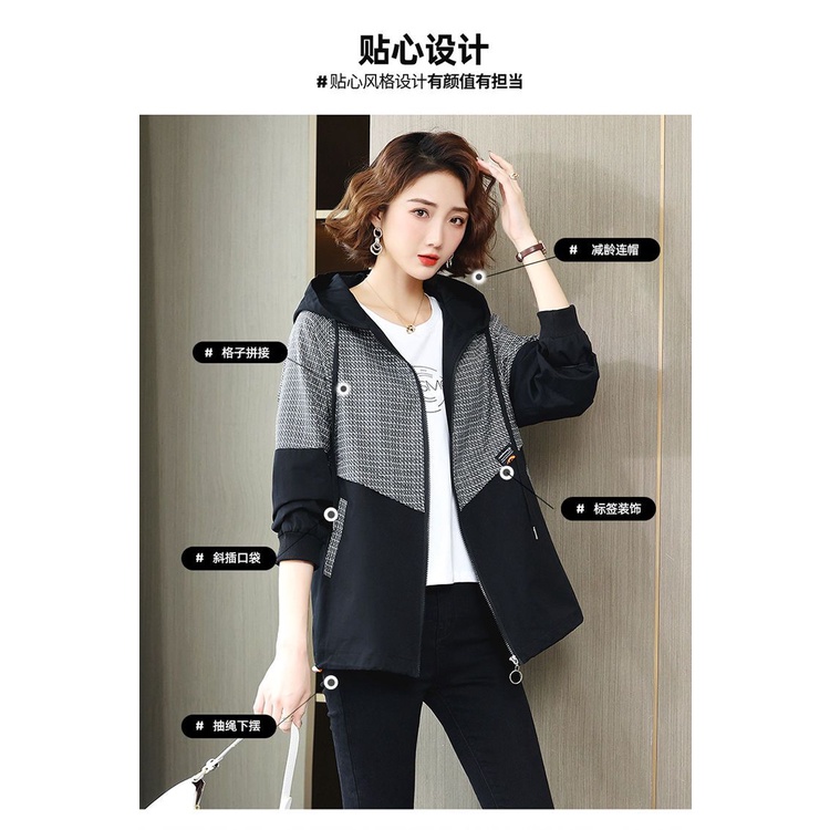 Áo Khoác Có Nón Họa Tiết Kẻ Sọc Thời Trang Xuân Thu Hàng Mới 2023 Dành Cho Bạn Nữ